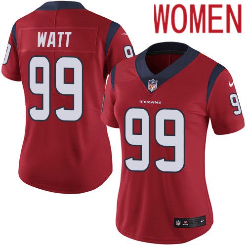 Women Houston Texans 99 J.J. Watt Red Nike Vapor Limited NFL Jersey